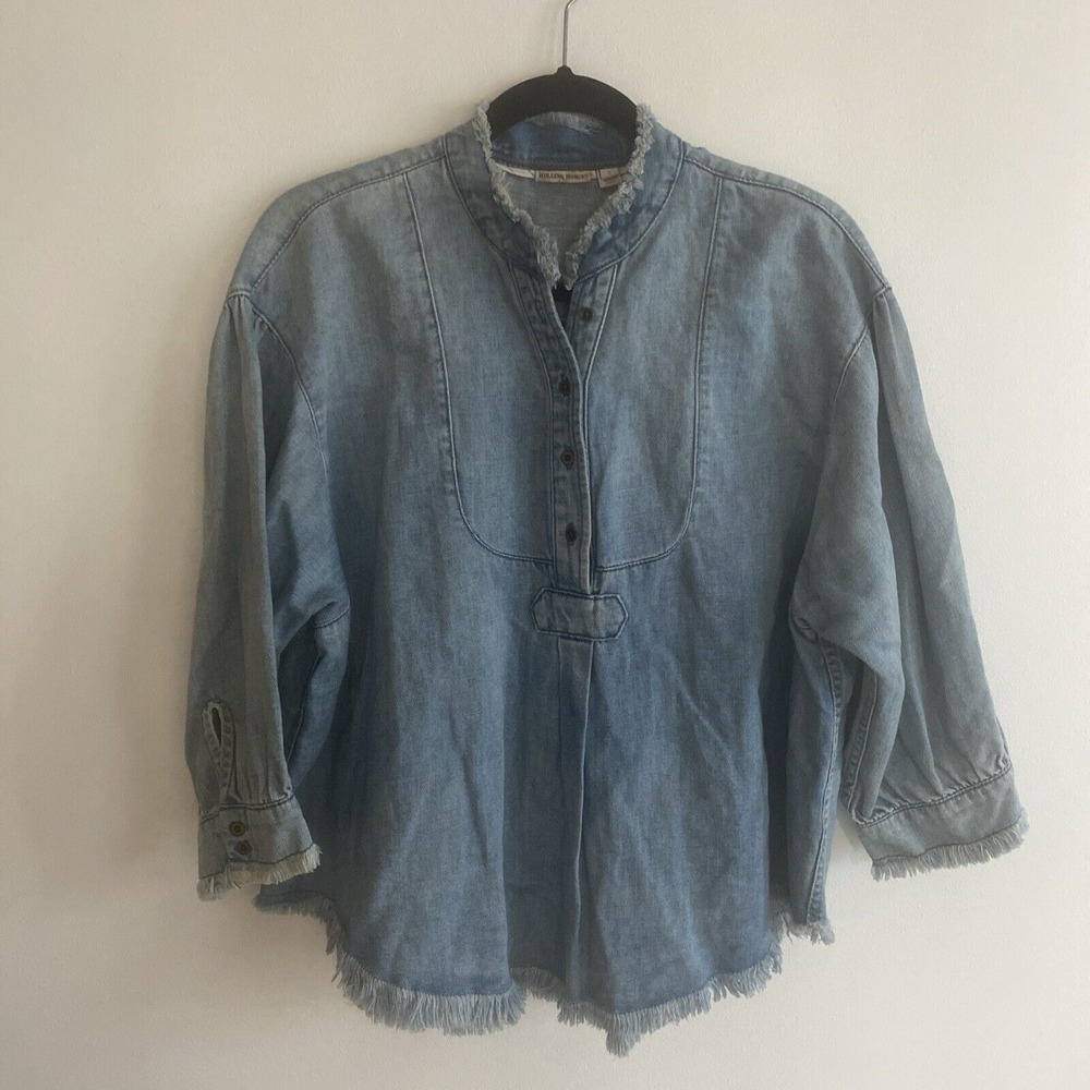 Anthropologie Holding Horses Denim Chambray Top Women S Boho Coastal Cowgirl